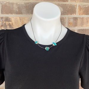 Sterling Silver, Shell & Turquoise Chunk Necklace